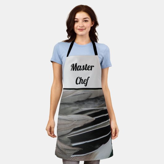 Master Koch Duck Feather Foto Schwarz Grau Moderne Schürze (Getragen)