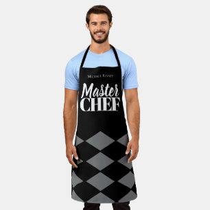 Master Koch Name personalisiertes graues Schachbre Schürze