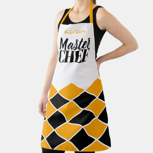 Master Koch Name personalisiertes schwarz-orangefa Schürze (InSitu)