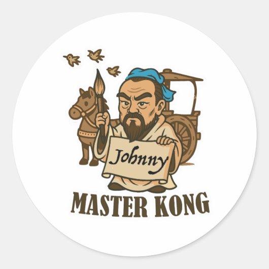 Master Kong Writes Johnny – Ancient Wisdom, Modern Runder Aufkleber (Vorderseite)