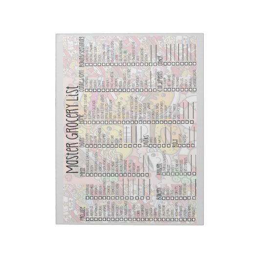 Master-Lebensmittelliste Pad Notizblock (Rotiert)