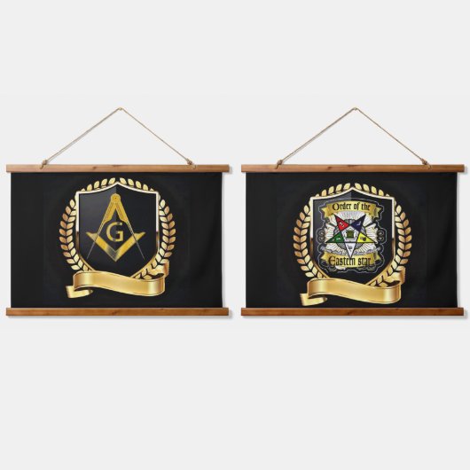 Master Mason / Eastern Star Wandteppich Mit Holzrahmen (Doppelt)