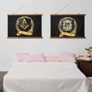 Master Mason / Eastern Star Wandteppich Mit Holzrahmen