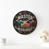Master Mixologist Bartender Gift Retro Home Bar Große Wanduhr (Zuhause)