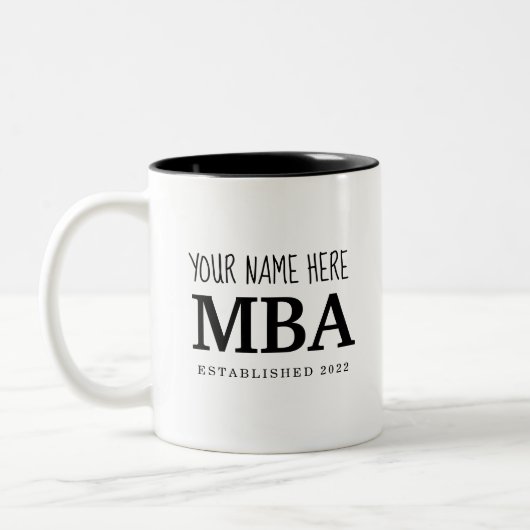 Master of Business Administration Abschluss Zweifarbige Tasse (Links)