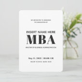 Master of Business Administration MBA Abschluss Ankündigung (Stehend Vorderseite)