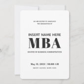 Master of Business Administration MBA Abschluss Ankündigung (Vorderseite)