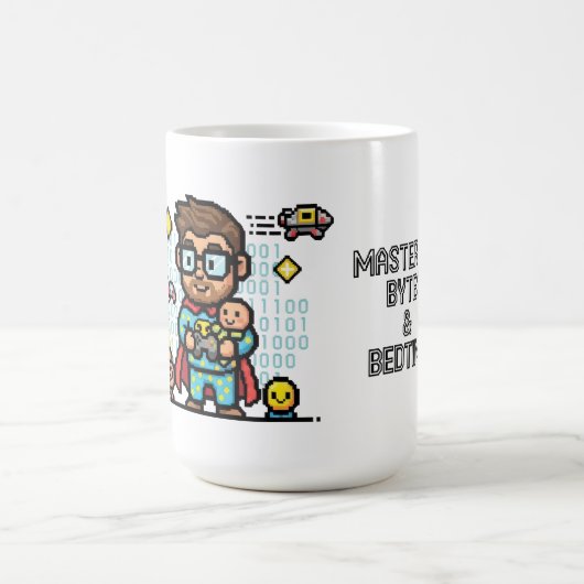 Master of Bytes & Bedtime Geek Dad Kaffeetasse (Mittel)
