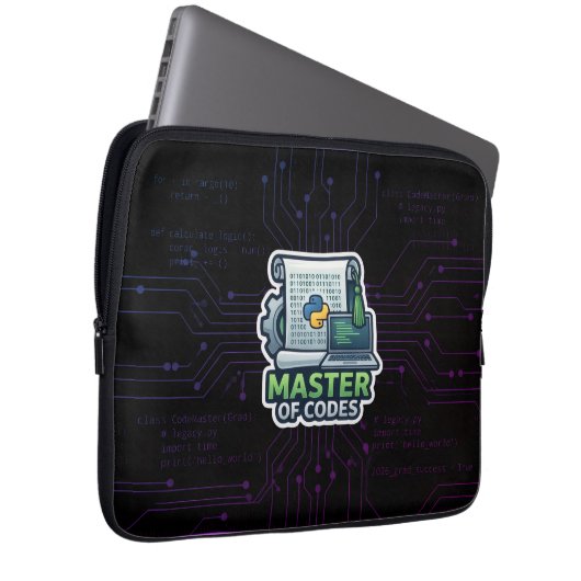 Master of Codes Entwickler-Laptop-Hülle - Python Laptopschutzhülle (Vorne Rechts)