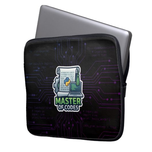 Master of Codes Entwickler-Laptop-Hülle - Python Laptopschutzhülle (Vorderseite Links)