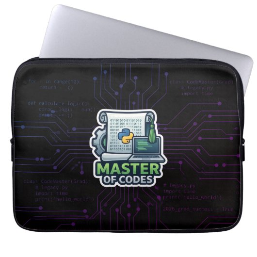 Master of Codes Entwickler-Laptop-Hülle - Python Laptopschutzhülle (Vorderseite)