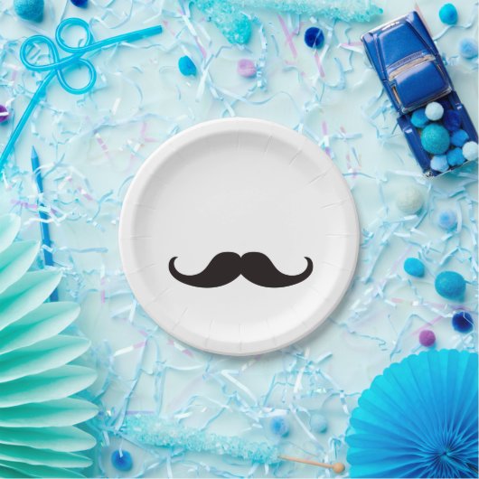 Master of Disguise Mustache | Papierplatte | weiß Pappteller (Party)
