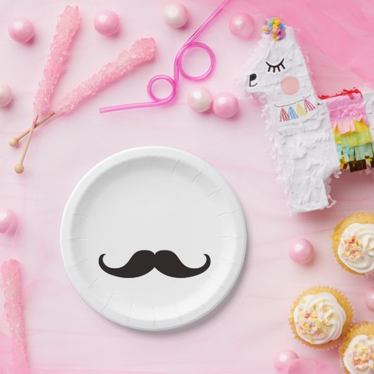 Master of Disguise Mustache | Papierplatte | weiß Pappteller (Party)