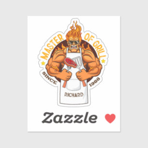 Master of Grill Vathers Day Gift GRILLEN Koch Vate Aufkleber