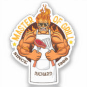 Master of Grill Vathers Day Gift GRILLEN Koch Vate Aufkleber (Vorderseite)