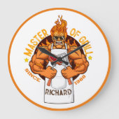 Master of Grill Vathers Day Gift GRILLEN Koch Vate Große Wanduhr (Vorderseite)