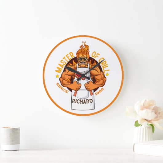 Master of Grill Vathers Day Gift GRILLEN Koch Vate Große Wanduhr (Zuhause)