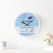 Master of Science in Business Blue mit Swirl Große Wanduhr (Zuhause)