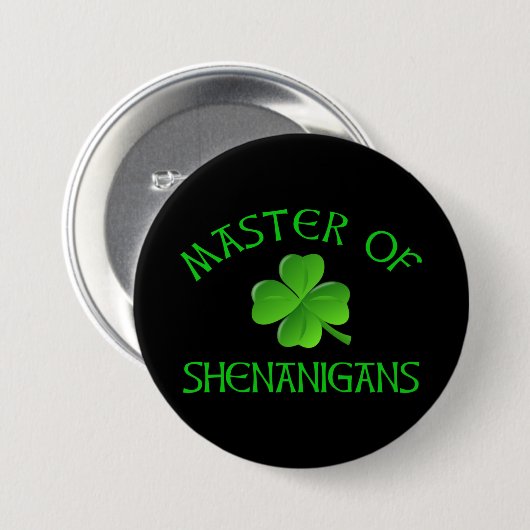Master of Shenanigans Funny St. Patrick's Day Button (Vorne & Hinten)