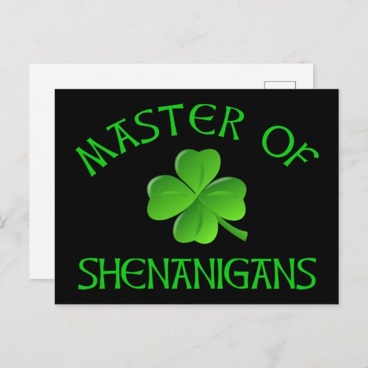 Master of Shenanigans Funny St. Patrick's Day Postkarte (Vorne/Hinten)