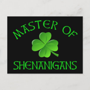 Master of Shenanigans Funny St. Patrick's Day Postkarte
