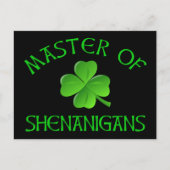 Master of Shenanigans Funny St. Patrick's Day Postkarte (Vorderseite)