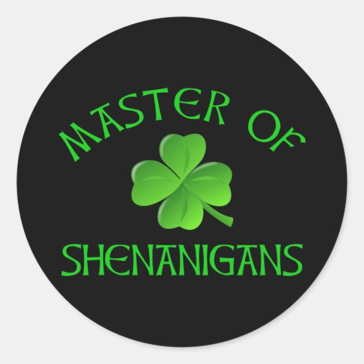 Master of Shenanigans Funny St. Patrick's Day Runder Aufkleber (Vorderseite)