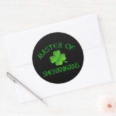 Master of Shenanigans Funny St. Patrick's Day Runder Aufkleber (Umschlag)