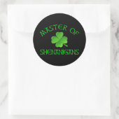 Master of Shenanigans Funny St. Patrick's Day Runder Aufkleber (Tasche)