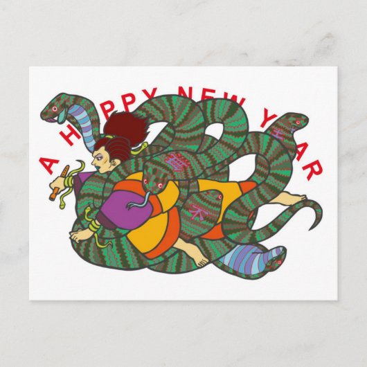 Master of Snake Newyears card Postkarte (Vorderseite)