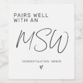 Master of Social Work in MSW Degree Weinetikett (Einzelnes Label)