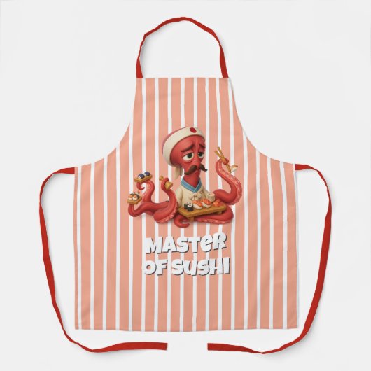 Master of Sushi - Funny Cartoon Octopus Koch Schürze (Vorderseite)