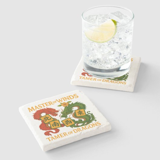Master of Winds-Tamer of Dragons Mahjong Coasters Steinuntersetzer (Seitenansicht)