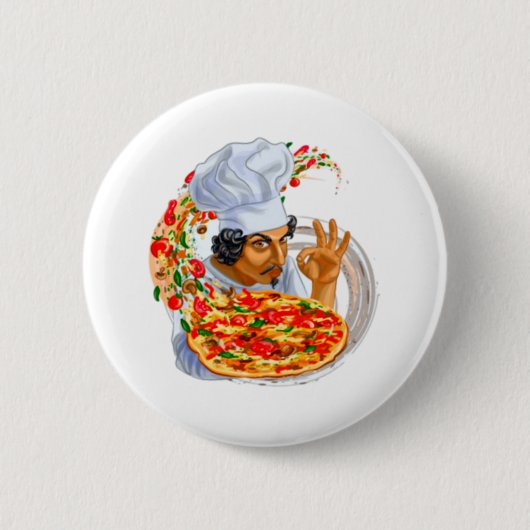 Master Pizza Koch Holding Leckere Pizza Button (Vorderseite)