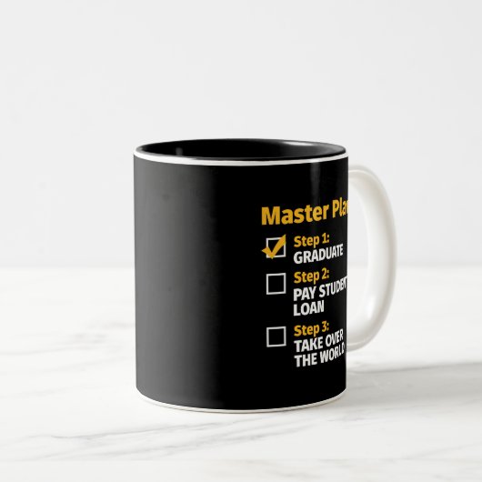 Master Plan Funny MBA Uni-Abschluss Zweifarbige Tasse (VorderseiteRechts)