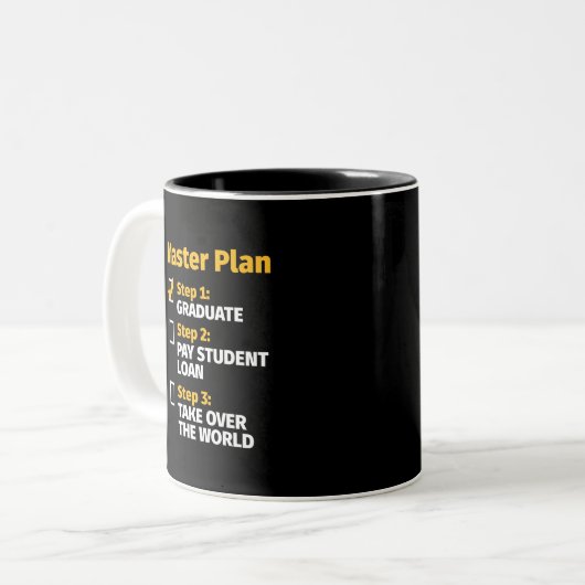 Master Plan Funny MBA Uni-Abschluss Zweifarbige Tasse (Vorderseite Links)