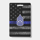 Master Sergeant Thin Blue Line Distressed Flag Ausweis (Rückseite)