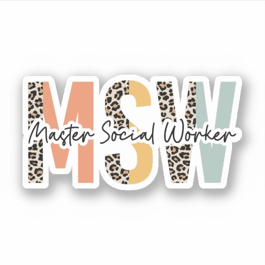 Master Social Worker MSW Abschluss, Sozialarbeit Aufkleber (Vorderseite)