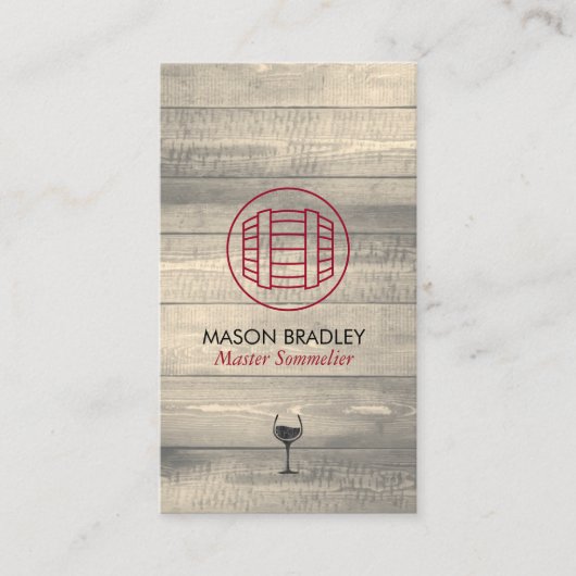 Master Sommelier Wine Barrel Wood Visitenkarte (Vorderseite)