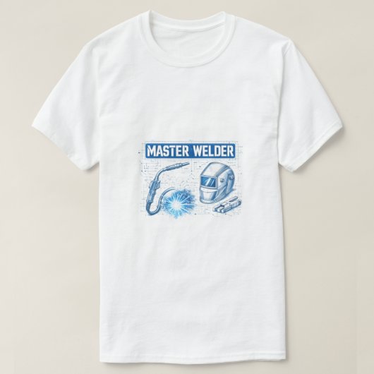 Master Welder Blueprint Technical Schematic Art T-Shirt (Design vorne)