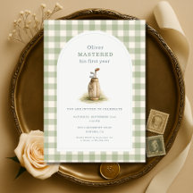 Mastered 1st Year Sage Green Gingham Birthday
