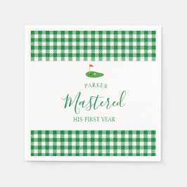 Mastered First Year One Hole In One Green Birthday Serviette