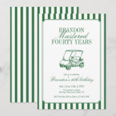 Mastered Forty Years Golf 40th Birthday Green  Einladung (Vorne/Hinten)