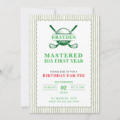 Mastered His First Year Birthday Golf 1st Birthday Einladung (Vorderseite)