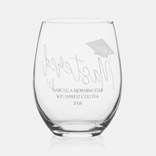 Mastering it Graduation Cap Weinglas Ohne Stiel (Rückseite)