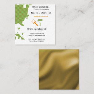 MasterMaler & Gold Green Checkerboard Muster Quadratische Visitenkarte