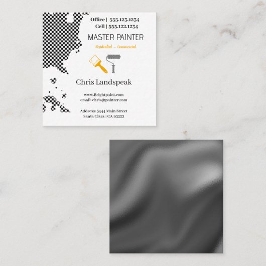 MasterMaler & Schwarz/Weiß-Karton Quadratische Visitenkarte (Vorne/Hinten)
