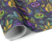 Masterpiece Mardi Gras Masken Muster Geschenkpapier (Rolleneckpunkt)
