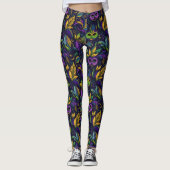 Masterpiece Mardi Gras Masken Muster Leggings (Vorderseite)