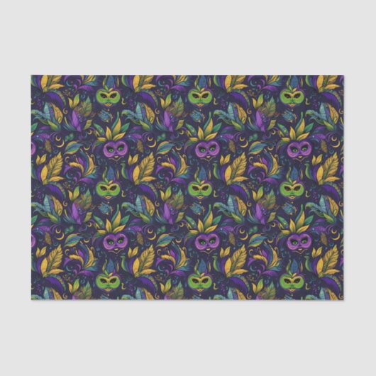 Masterpiece Mardi Gras Masken Muster Seidenpapier (Vorderseite)